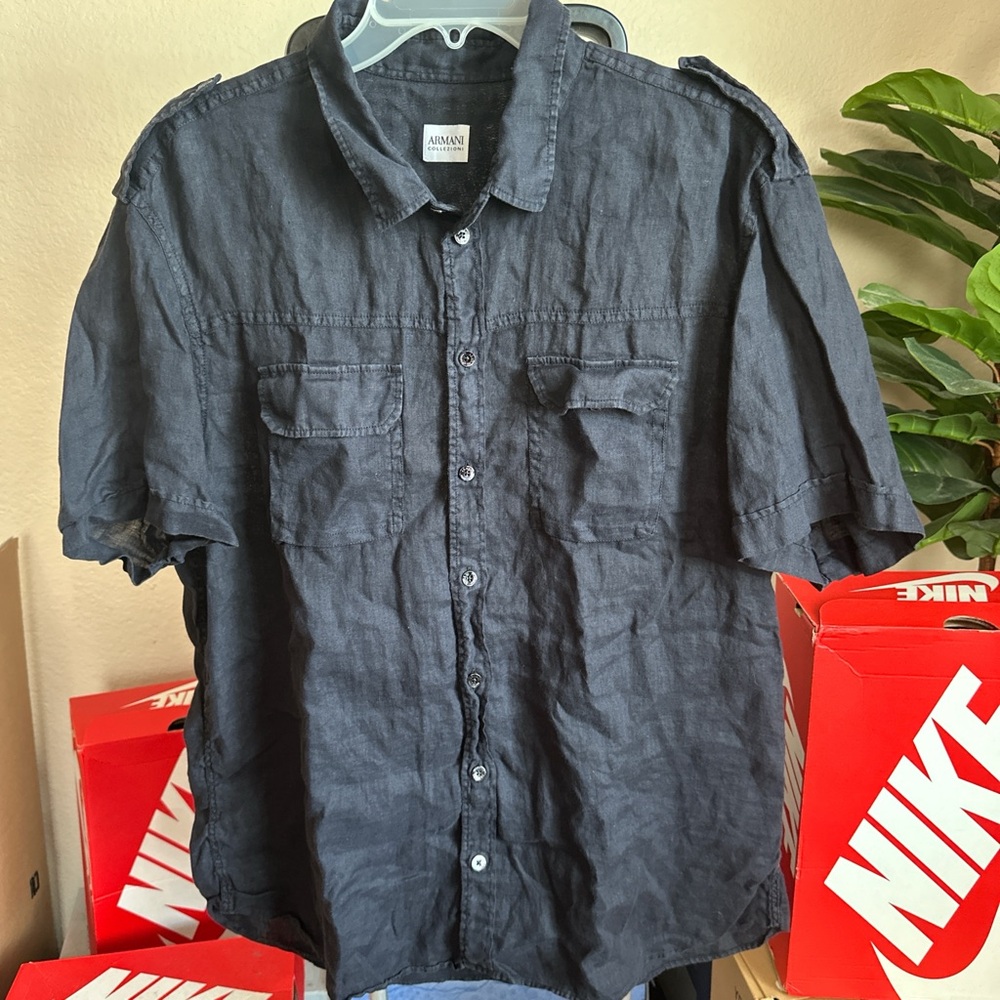 Armani Collezioni Men's black Button Down Shirt